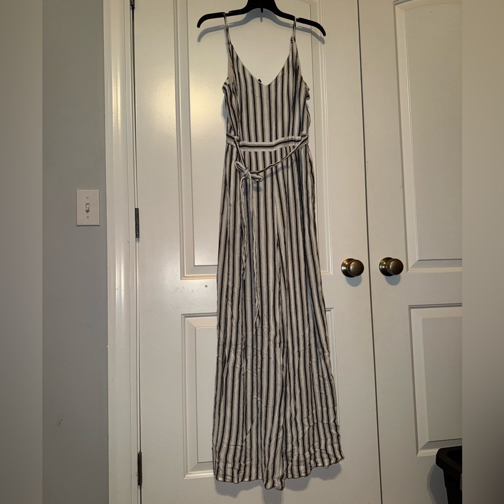 American Eagle Outfitters Navy and White Striped Jumpsuit